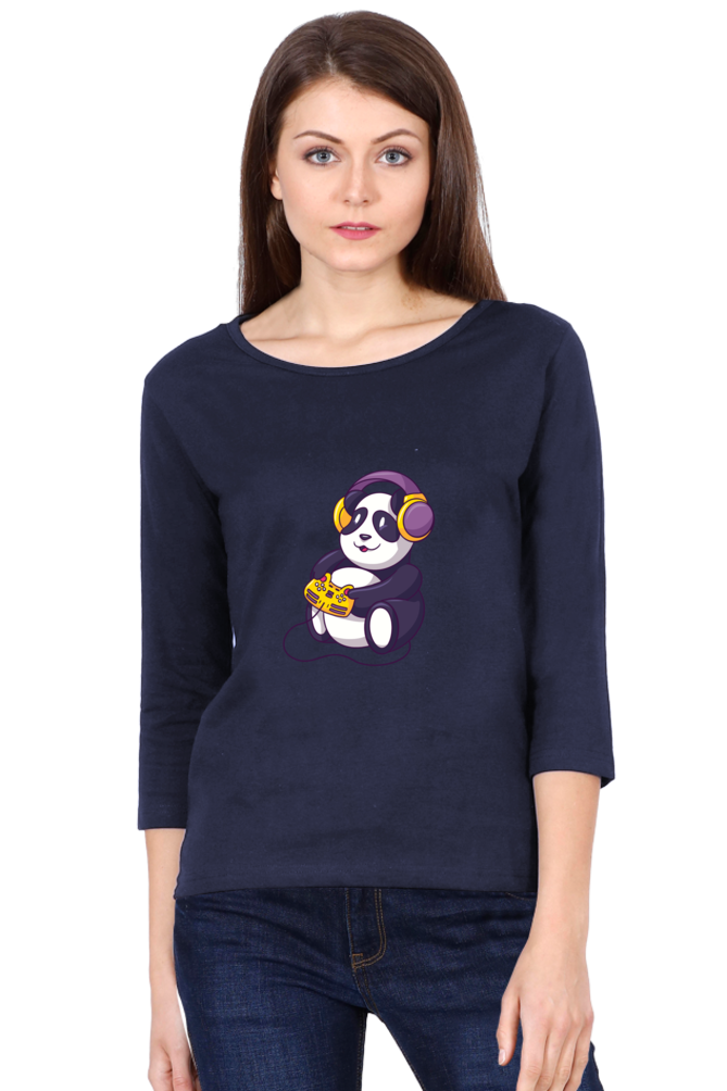 Gamer Panda Round Neck Full Sleeve