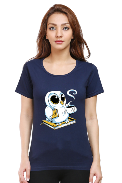 Cute Owl Book Coffee T-Shirt