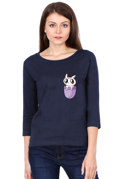 Pocket Cat Round Neck Full Sleeve