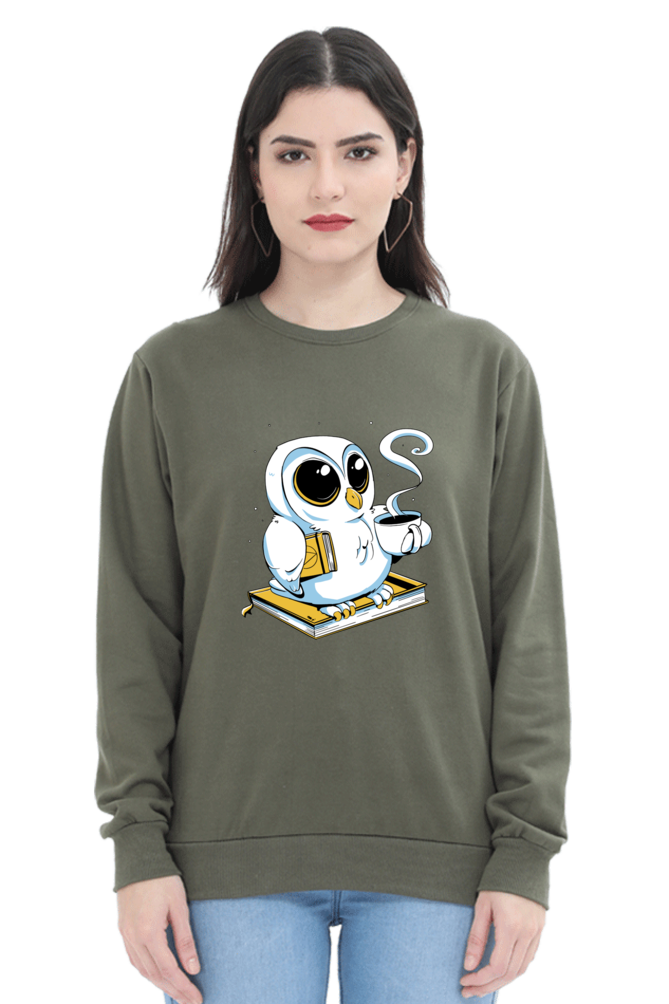 Cute Owl Book Coffee Sweatshirt