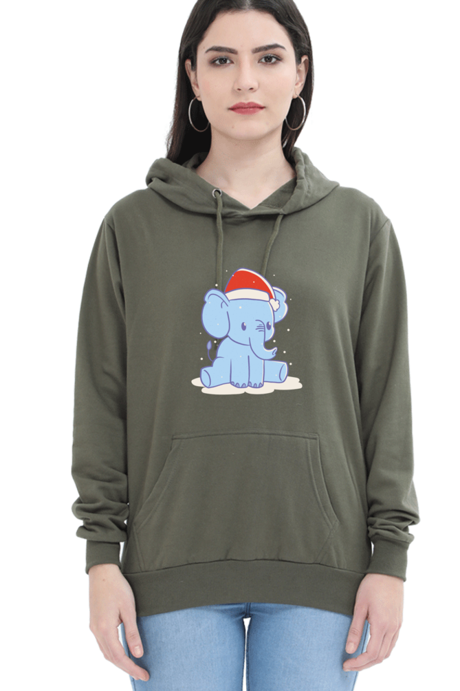 Elephant Christmas Hat Hooded Sweat Shirt