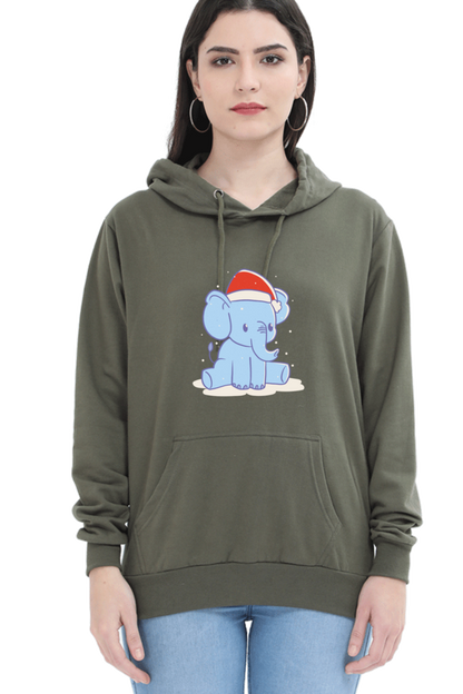 Elephant Christmas Hat Hooded Sweat Shirt