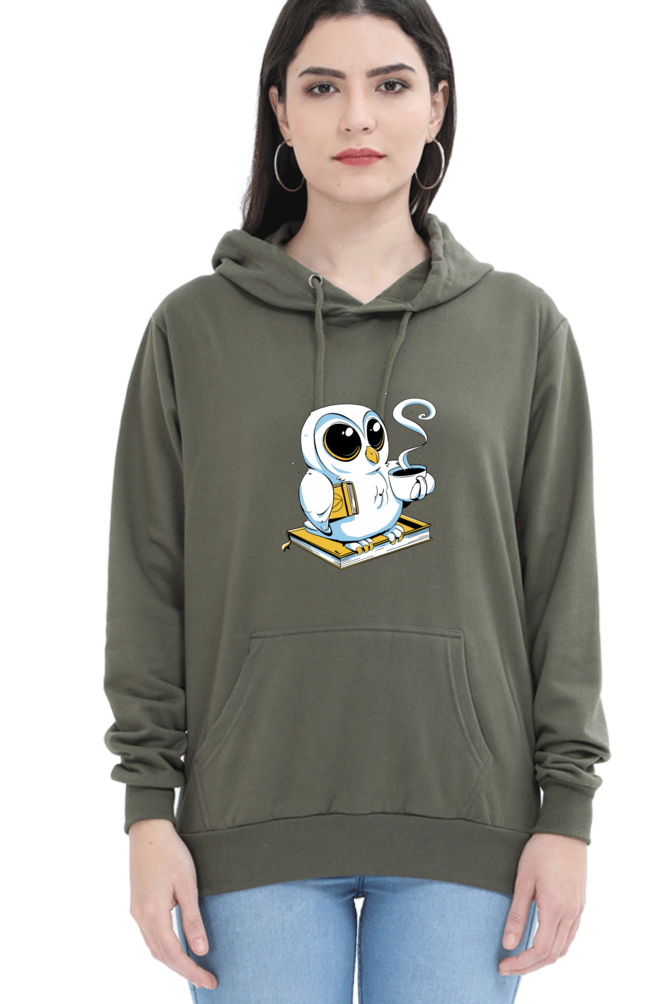 Cute Owl Book Coffee Hooded Sweat Shirt