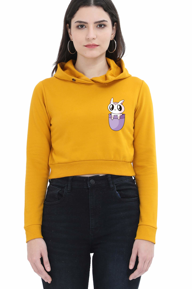 Pocket Cat Crop Hoodie