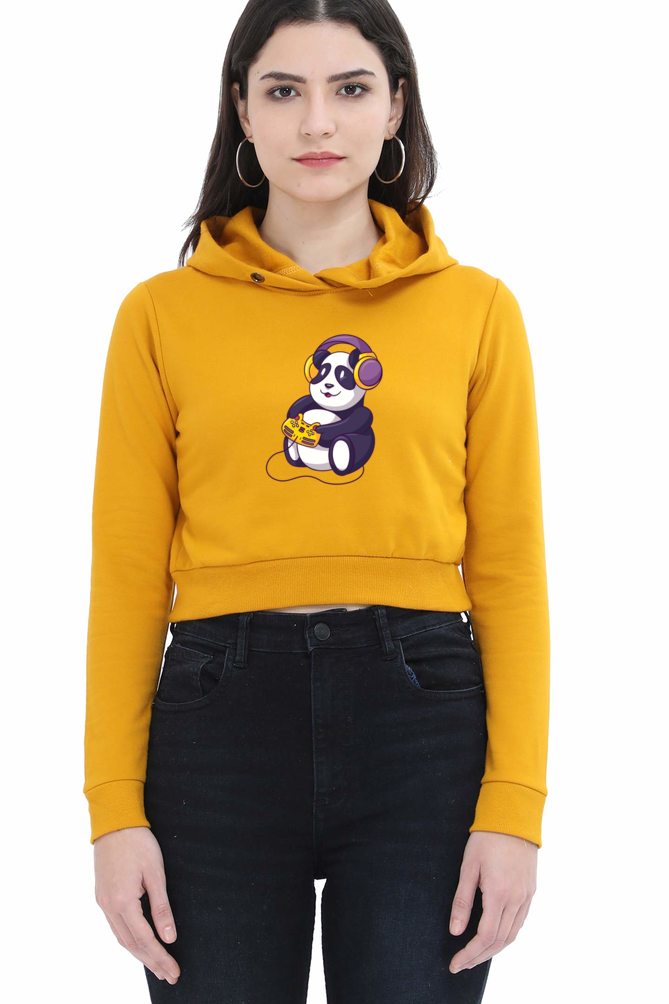 Gamer Panda Crop Hoodie