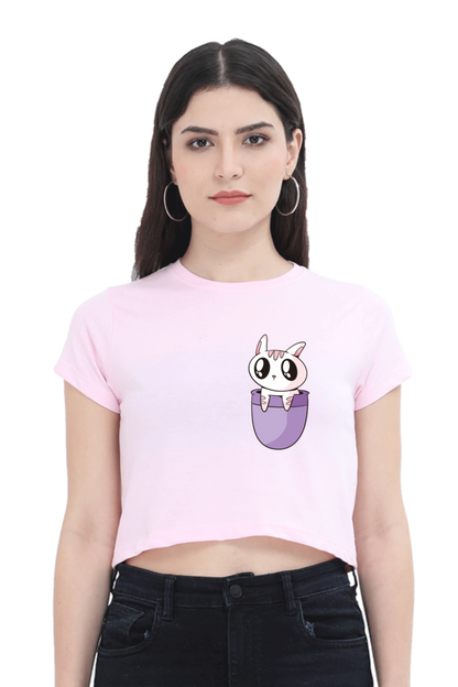 Pocket Cat Crop Tops