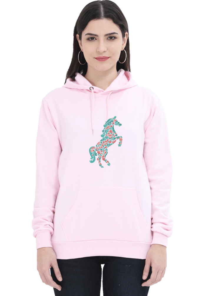 Floral Horse Hooded Sweat Shirt