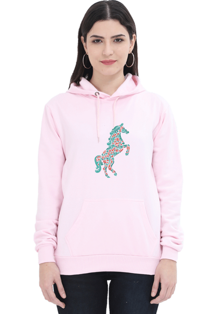 Floral Horse Hooded Sweat Shirt