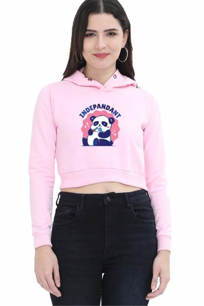 Indepandant Panda Crop Hoodie