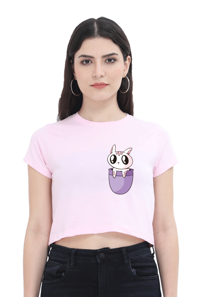 Pocket Cat Crop Tops