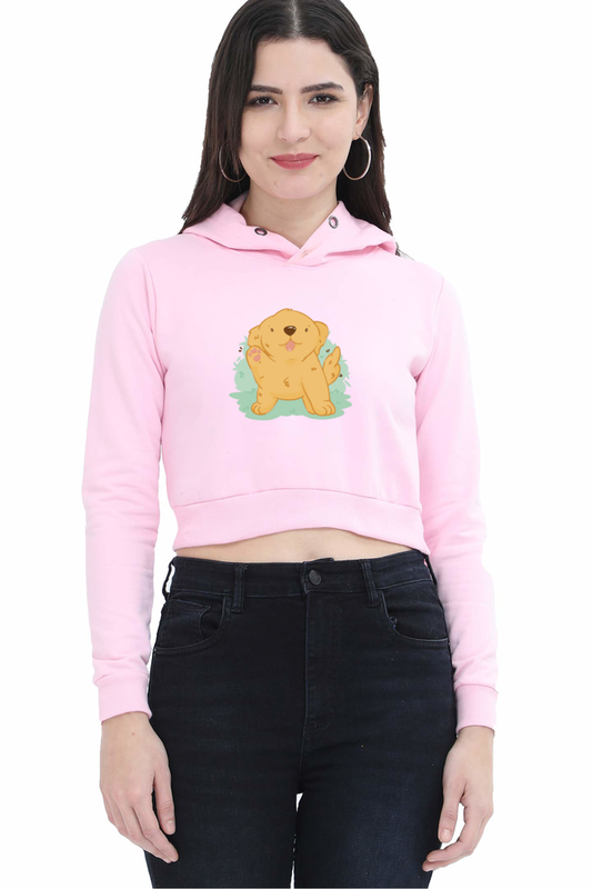 Golden Kawaii Crop Hoodie