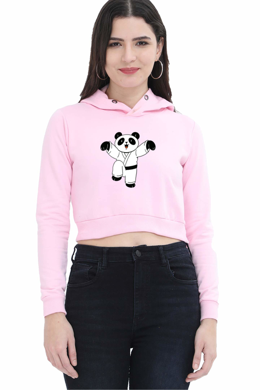 Karate Panda Crop Hoodie