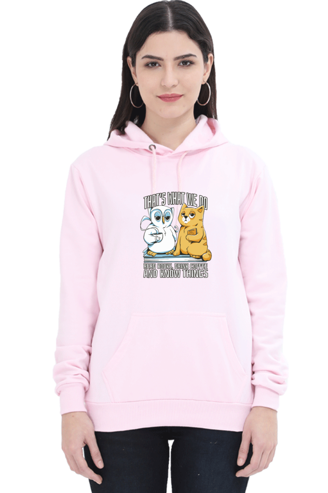 Cat Owl Coffee Books Hooded Sweat Shirt