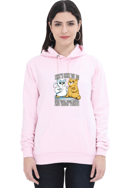 Cat Owl Coffee Books Hooded Sweat Shirt