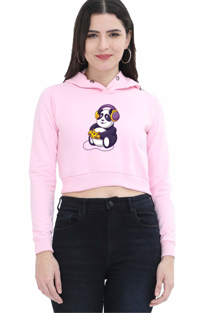 Gamer Panda Crop Hoodie