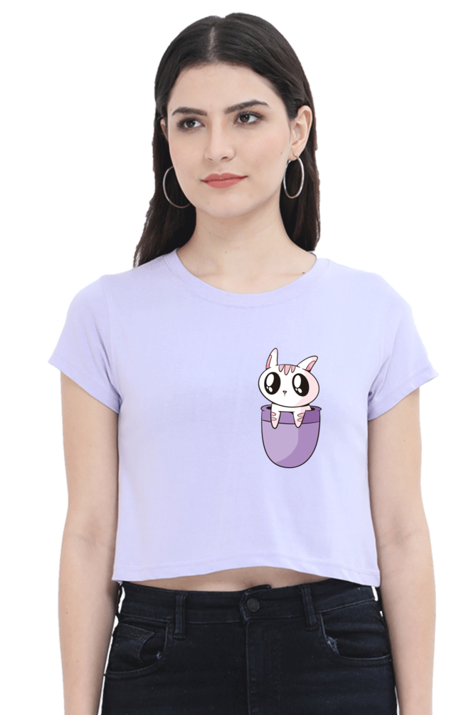 Pocket Cat Crop Tops