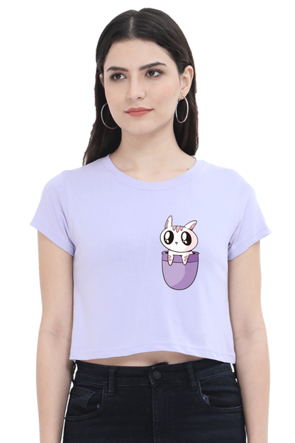 Pocket Cat Crop Tops