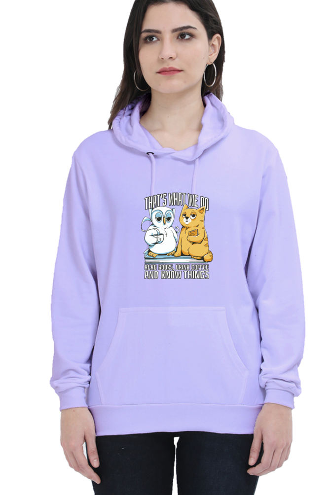 Cat Owl Coffee Books Hooded Sweat Shirt