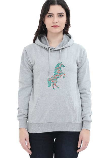 Floral Horse Hooded Sweat Shirt