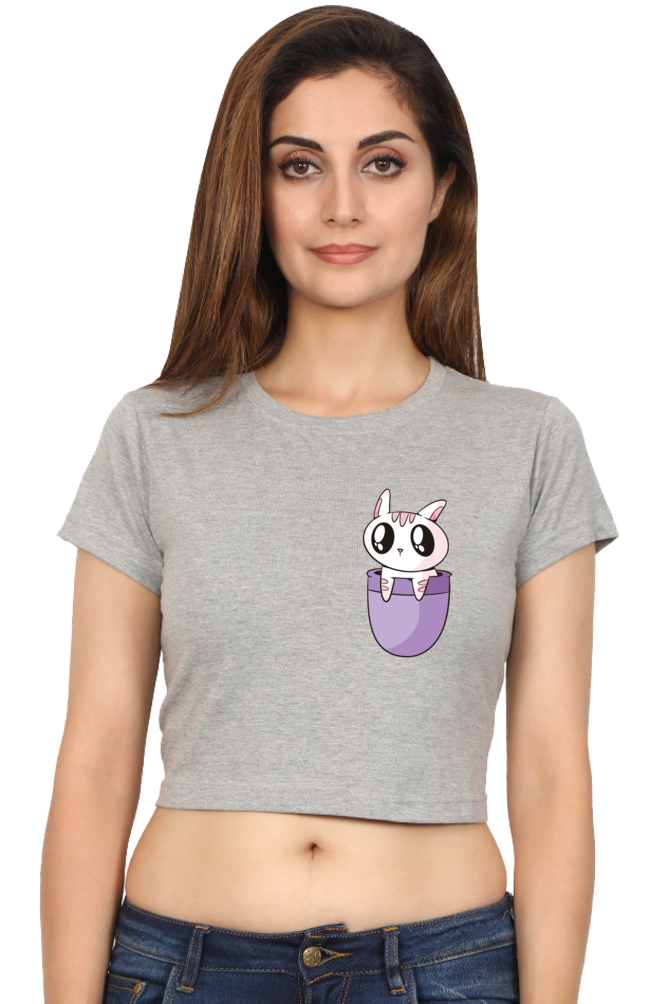 Pocket Cat Crop Tops