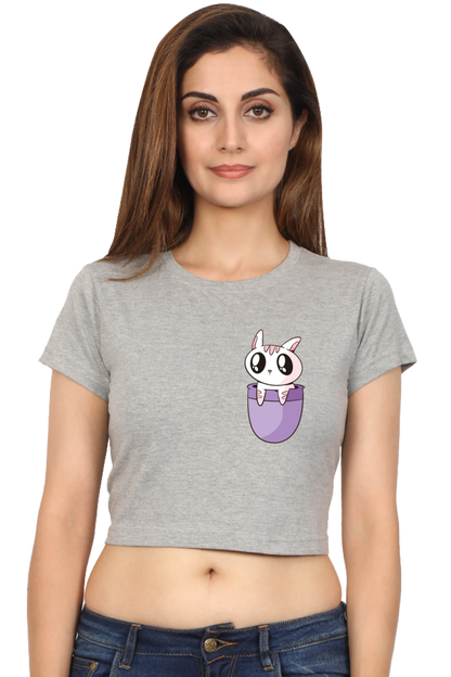 Pocket Cat Crop Tops