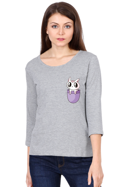 Pocket Cat Round Neck Full Sleeve