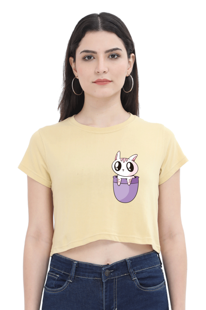 Pocket Cat Crop Tops