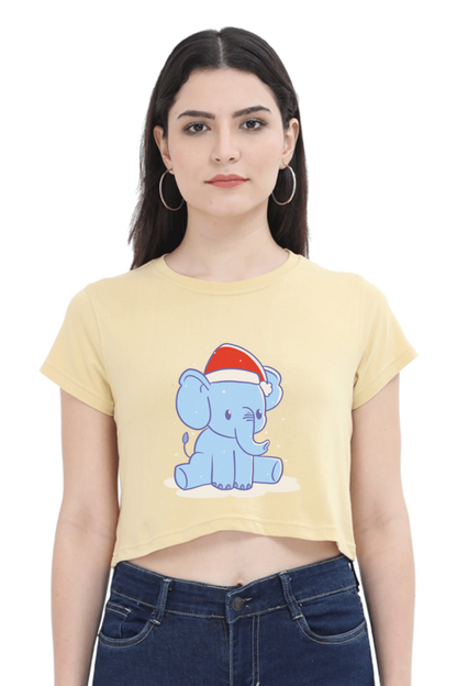 Elephant Christmas Hat Crop Tank