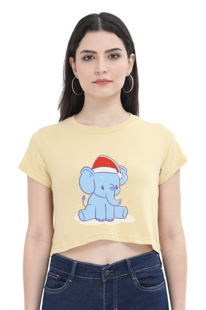 Elephant Christmas Hat Crop Tank