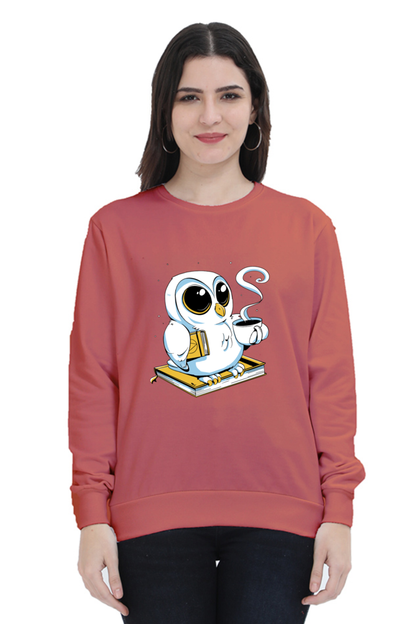 Cute Owl Book Coffee Sweatshirt