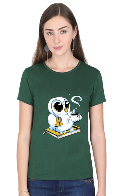 Cute Owl Book Coffee T-Shirt