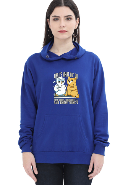 Cat Owl Coffee Books Hooded Sweat Shirt