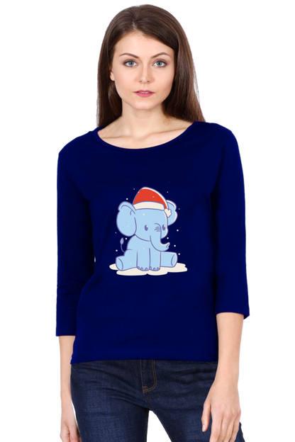 Elephant Christmas Hat Round Neck Full Sleeve