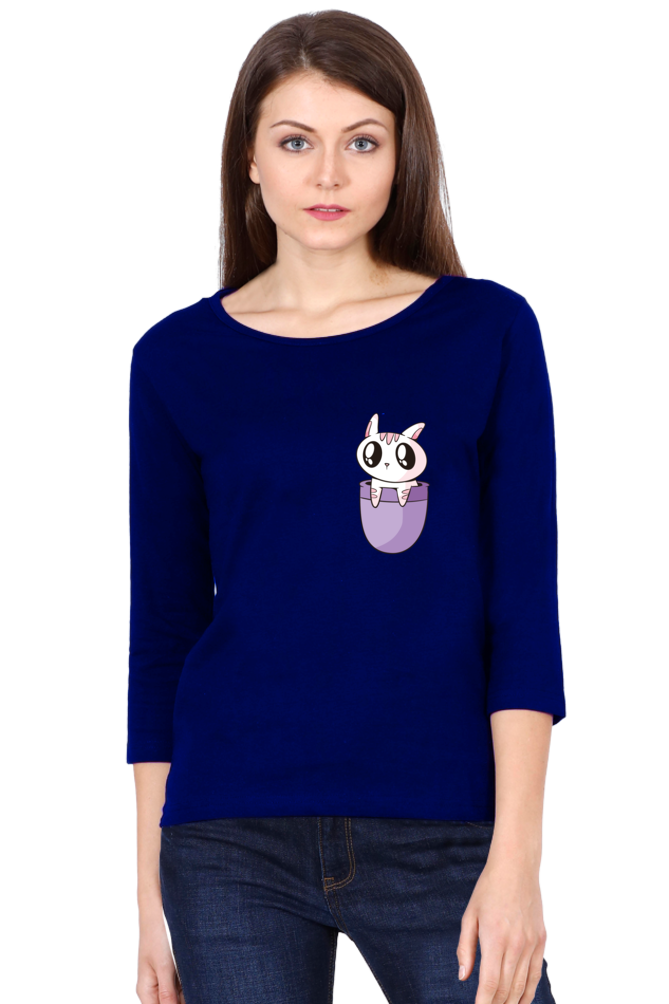 Pocket Cat Round Neck Full Sleeve