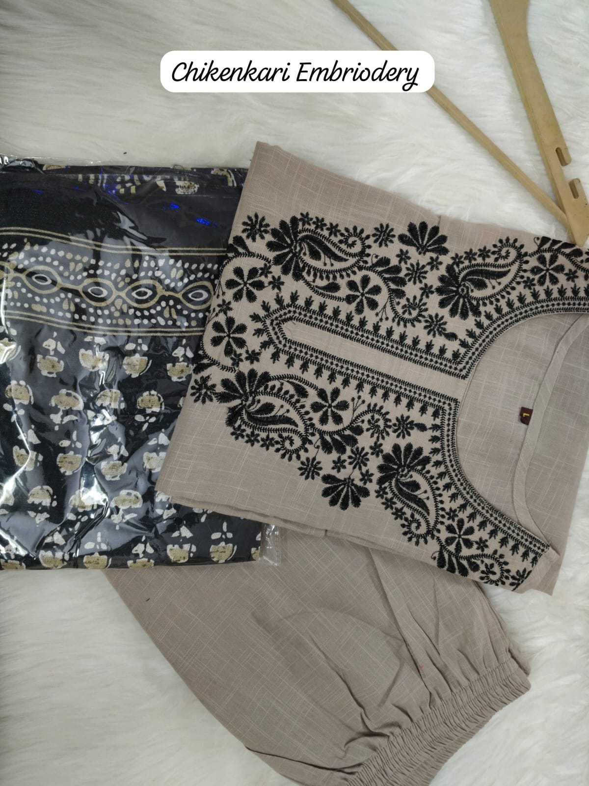 Ccotton kurta paired with standard off white  bottom fabric  paired with beautiful art silk duppata