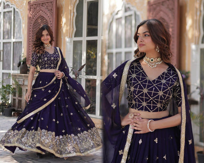 Designer Lehenga collection Made with  Rangoli Silk With Sequins And thread Embroidered work Lehenga Choli with Dupatta