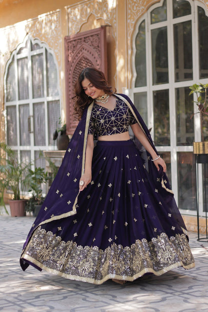 Designer Lehenga collection Made with  Rangoli Silk With Sequins And thread Embroidered work Lehenga Choli with Dupatta