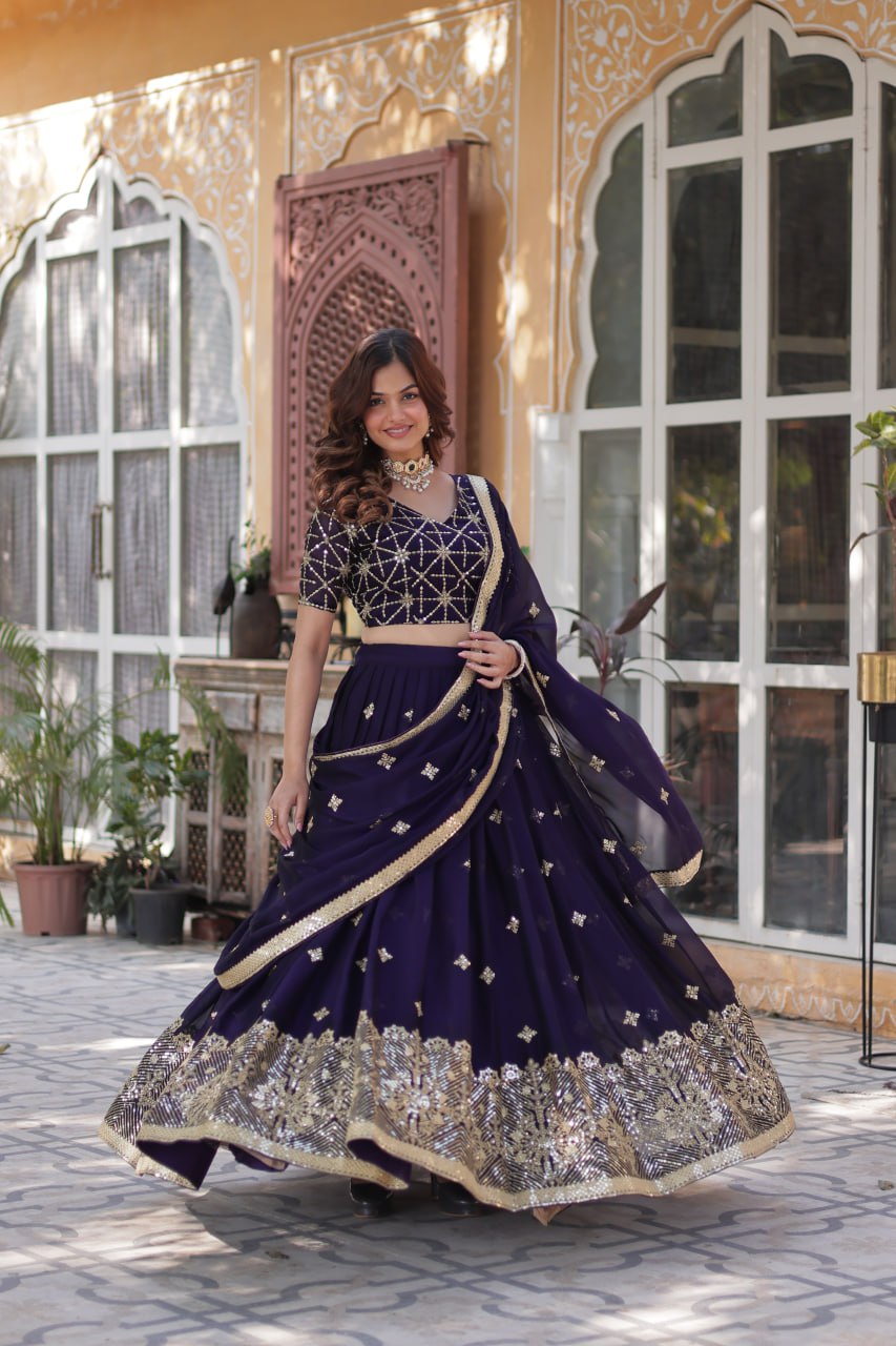 Designer Lehenga collection Made with  Rangoli Silk With Sequins And thread Embroidered work Lehenga Choli with Dupatta