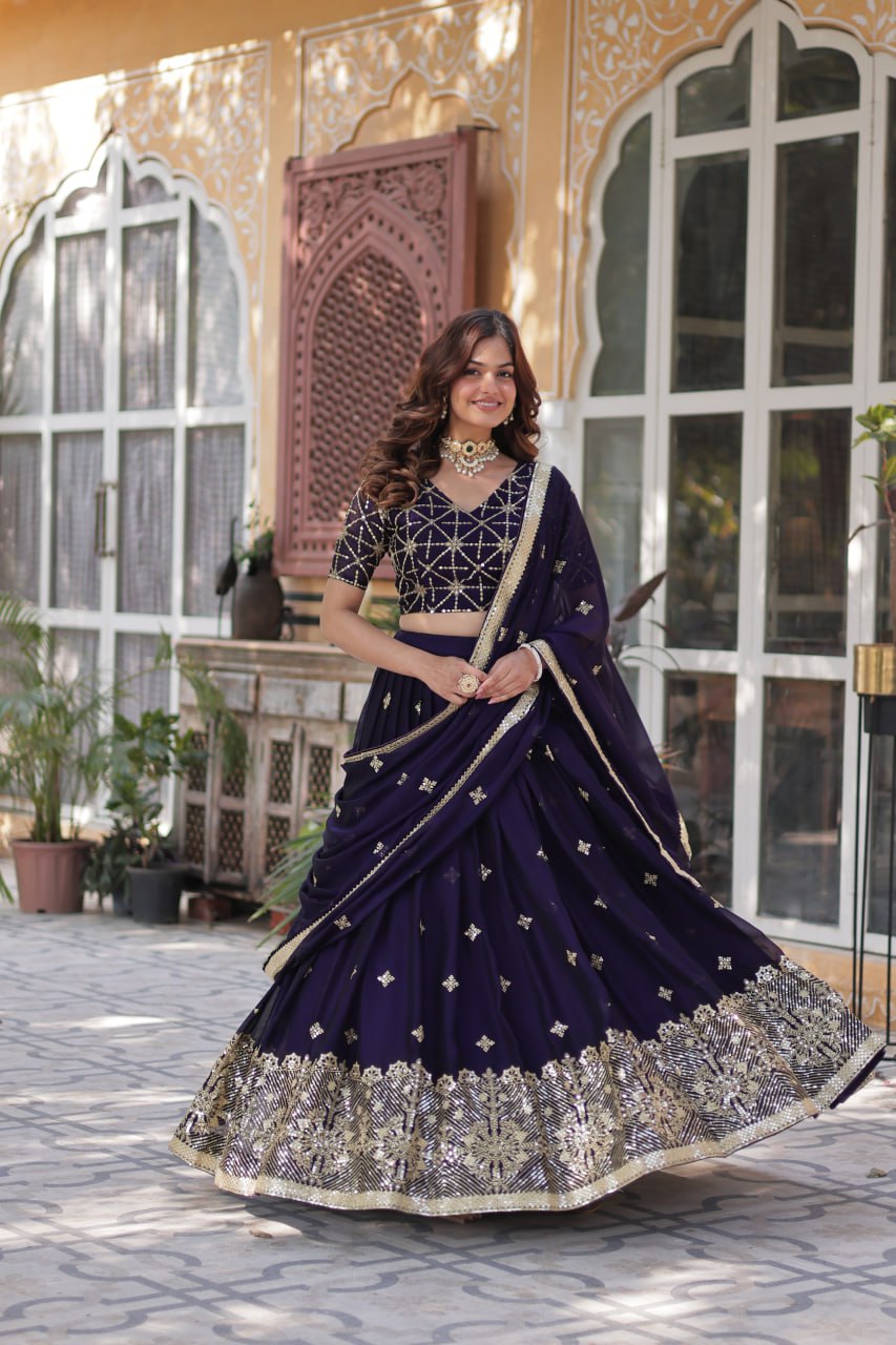 Designer Lehenga collection Made with  Rangoli Silk With Sequins And thread Embroidered work Lehenga Choli with Dupatta