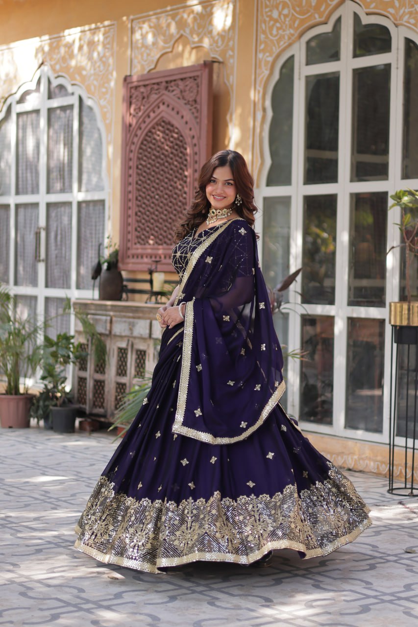 Designer Lehenga collection Made with  Rangoli Silk With Sequins And thread Embroidered work Lehenga Choli with Dupatta