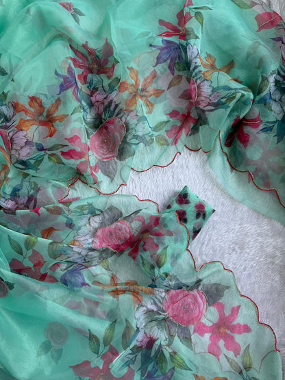 SOFT ORGANZA DIGITAL PRINT WITH CUTDANA HANDWORK