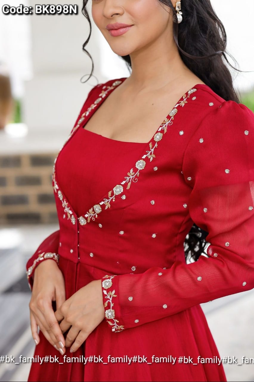 Red Orchid IndoWestern Set