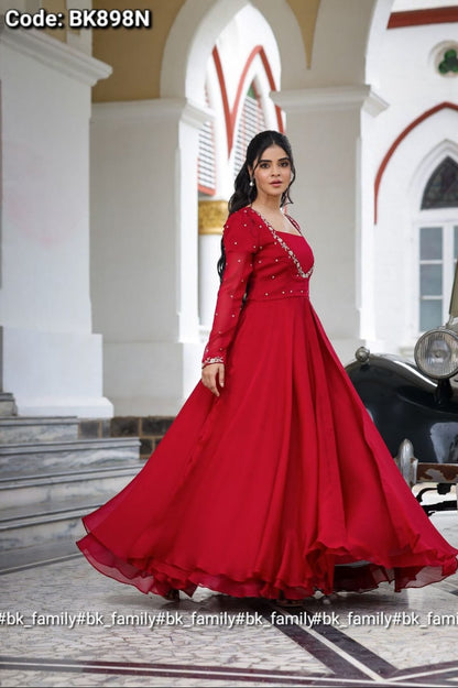 Red Orchid IndoWestern Set