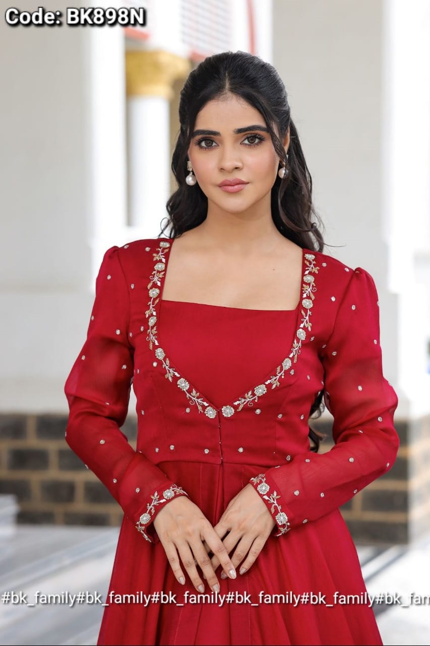 Red Orchid IndoWestern Set