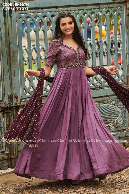 Twilight Anarkali Suit Set in Purple