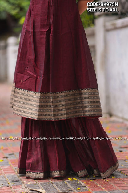 Maanvi Handloom Sharara Set In Maroon