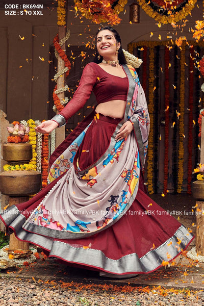 Shisha Halfsaree Lehenga Set in Maroon