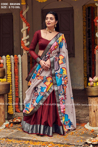 Shisha Halfsaree Lehenga Set in Maroon