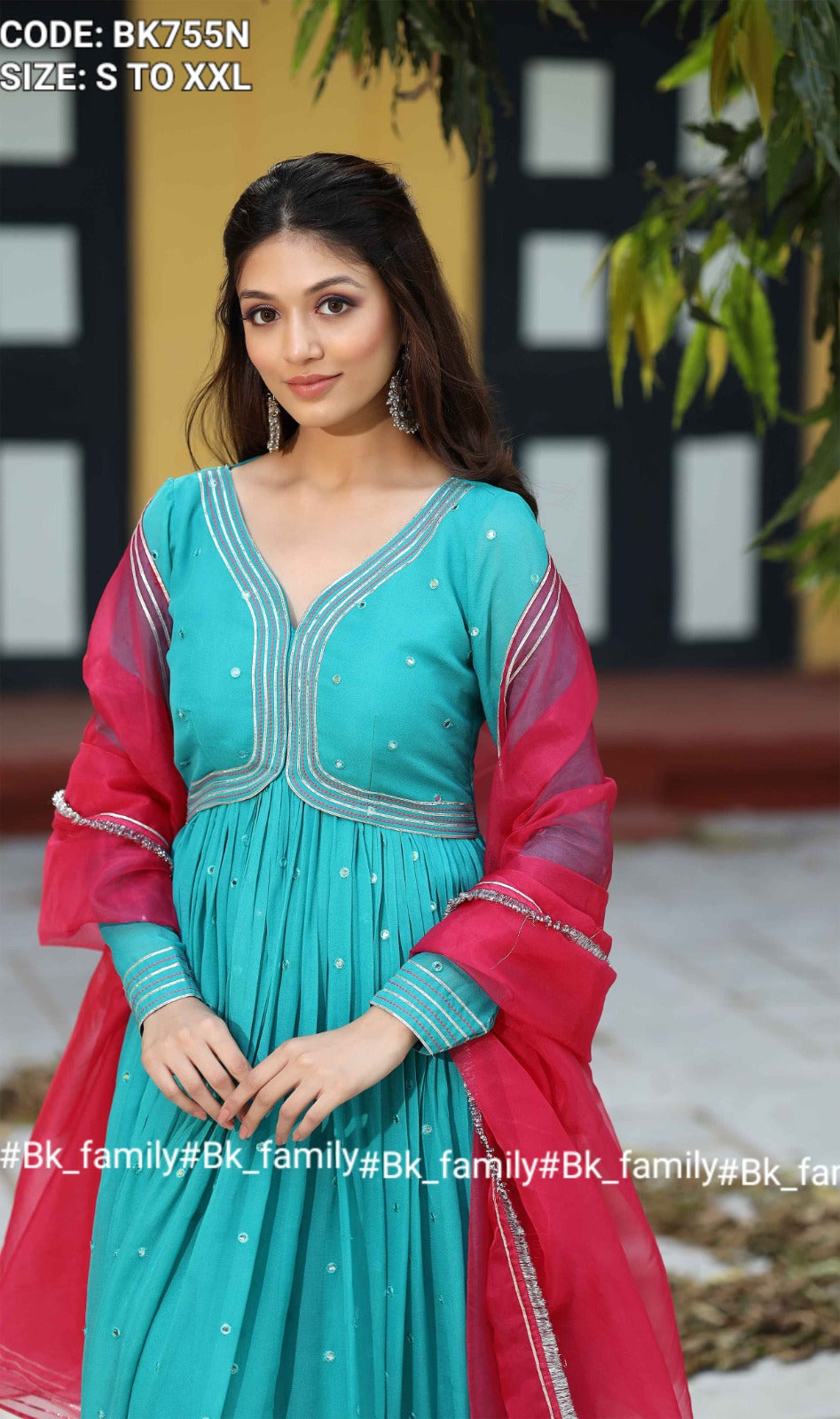 Ratrani Georgette Anarkali Suit Set in Teal Blue