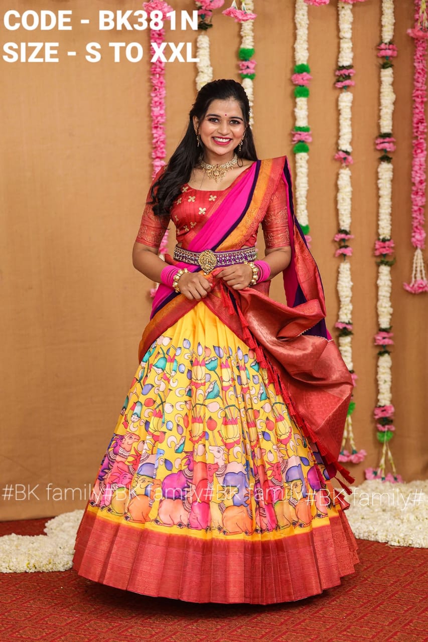 Ekapranika Banarasi silk Halfsaree Lehenga Set in Yellow